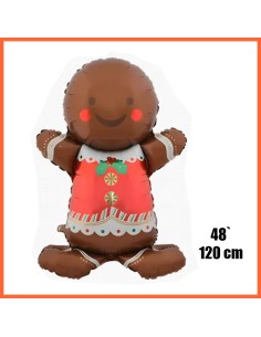 Mylar 48 Muneco Jengibre 120 Cm Navidad Globo Metalizado Papel
