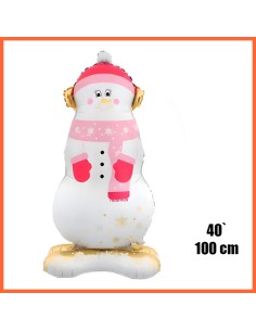 Mylar 40 Muneco Nieve Con Base 100 Cm Navidad Globo Metalizado Papel