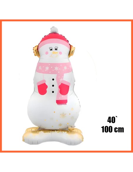 Mylar 40 Muneco Nieve Con Base 100 Cm Navidad Globo Metalizado Papel