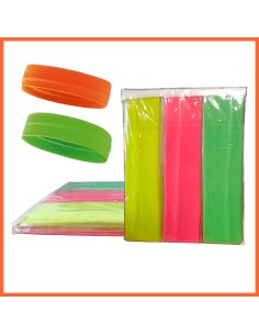 Vincha Tela Neon Fluo X12 -bolsa Cerrada- Naranja-rosa-verde-amarillo-