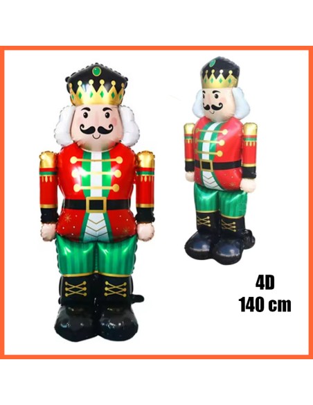 Mylar 4d Cascanueces 140 Cm Con Base -navidad Globo Metalizado Papel