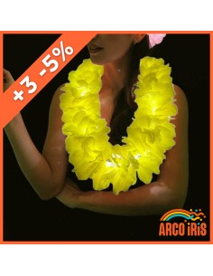 Luminoso Collar Hawaiano Amarillo Premium Xu +3-5% - Promo Por Cantidad Collar Clavel Seda Primavera