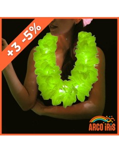 Luminoso Collar Hawaiano Verde Manzana Premium Xu +3-5% - Promo Por Cantidad Collar Clavel Seda Primavera