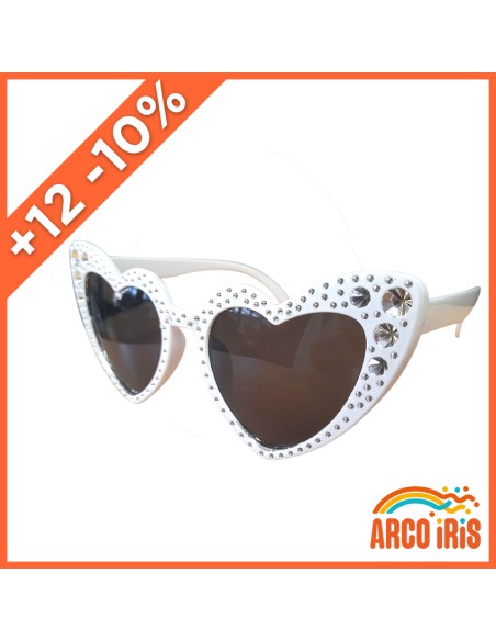 Anteojo Corazon Blanco Con Strass Plastico  +12-10% - Valentin Promo Por Cantidad-varios Colores