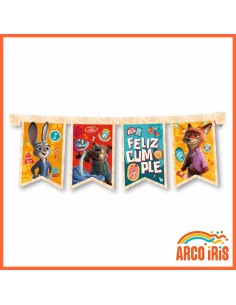 Zootopia Banderin Feliz Cumpleanos  - Articulado Animalitos-