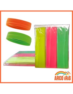 Vincha Tela Neon Fluo X12 -bolsa Cerrada- Naranja-rosa-verde-amarillo-
