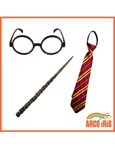 Set Mago Corbata Con Anteojos Y Varita -harry-3 Piezas-